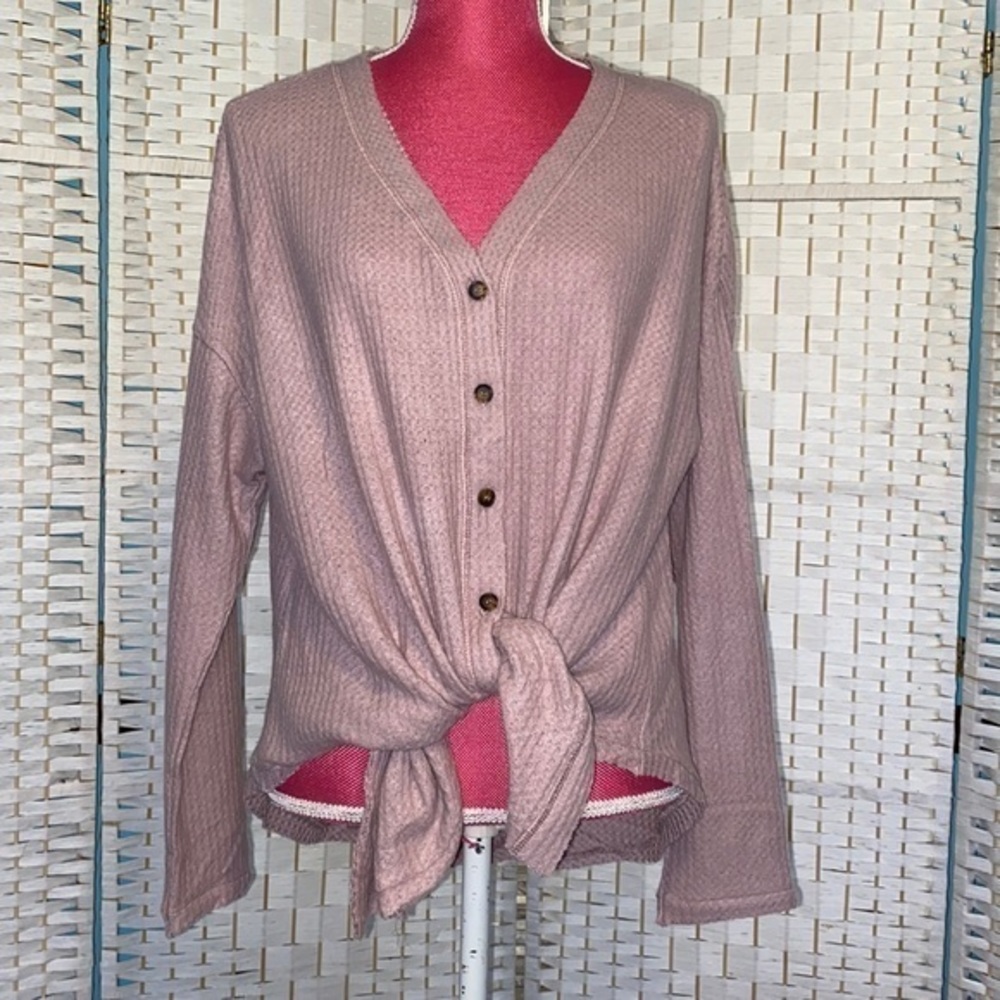 Allison Joy Women’s Finn Thermal Top Large Mauve New With Tags